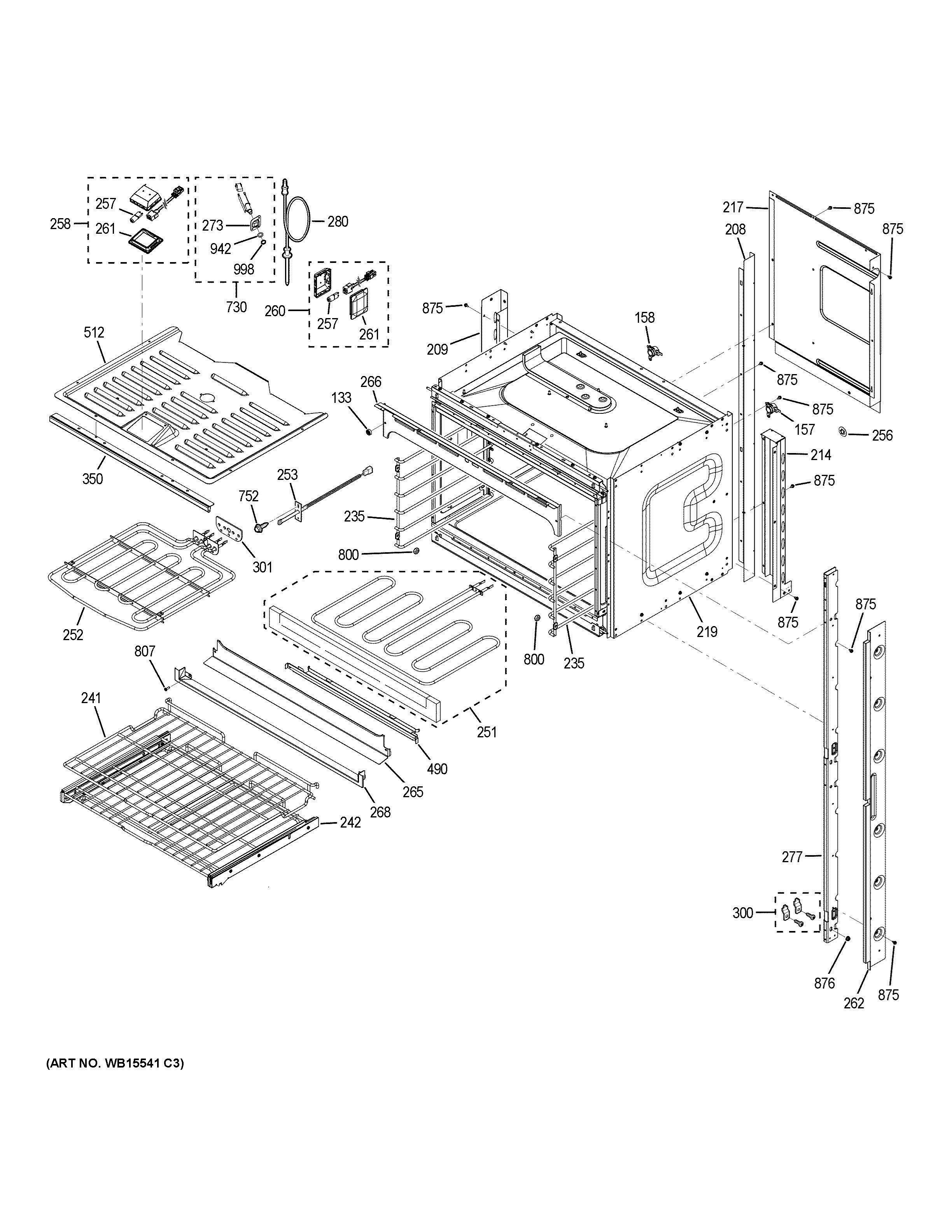UPPER OVEN Diagram and Parts List for PT9551BL1TS  General Electric Range