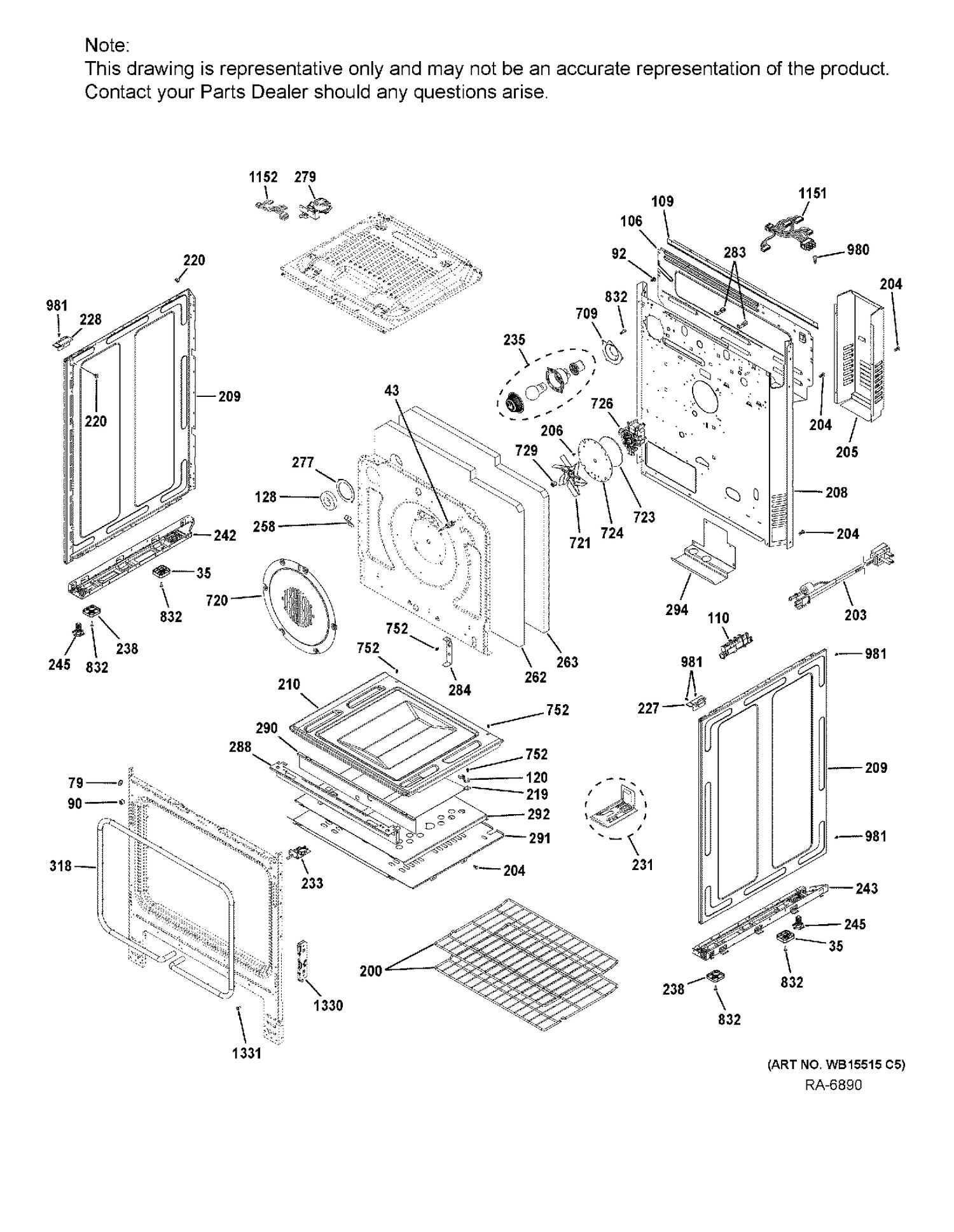 BODY PARTS Diagram and Parts List for JCGS760SEL1SS  General Electric Range