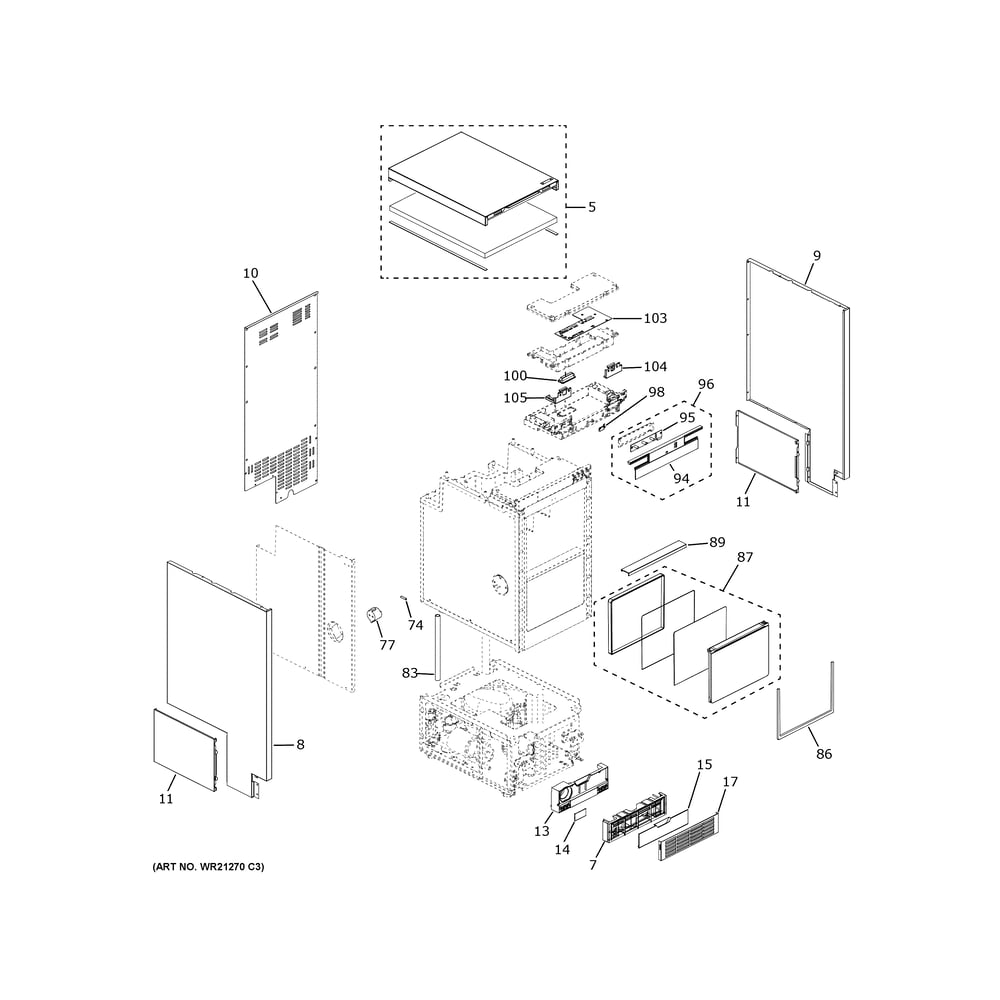 Cabinet Diagram and Parts List for UCC15NPRDII  General Electric Ice Maker