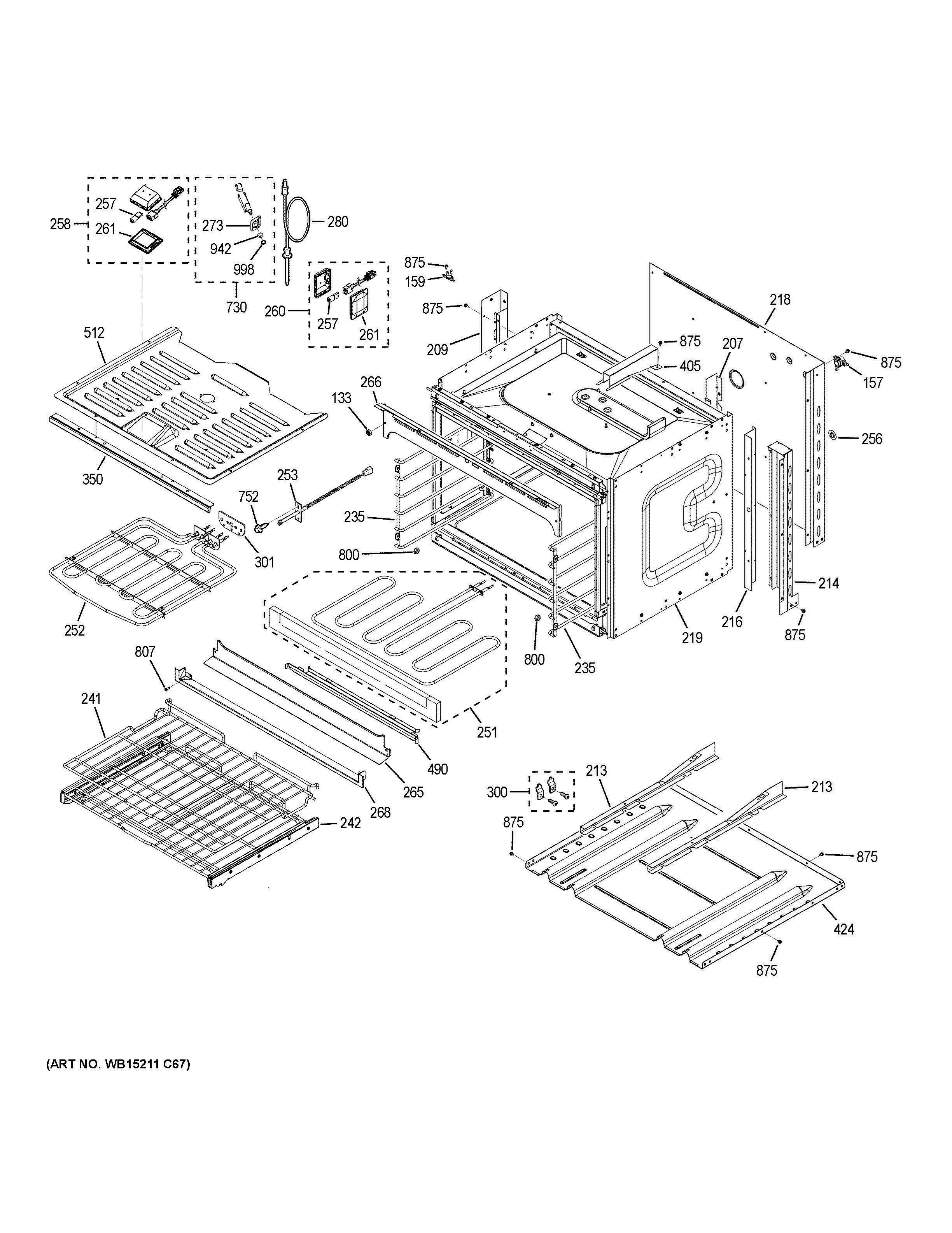 LOWER OVEN Diagram and Parts List for PT9551BL1TS  General Electric Range