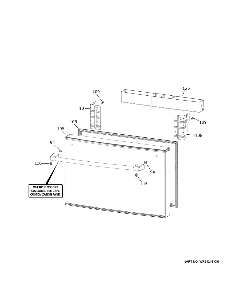 Freezer Drawer Diagram and Parts List for CVE28DP4NDW2  General Electric Refrigerator