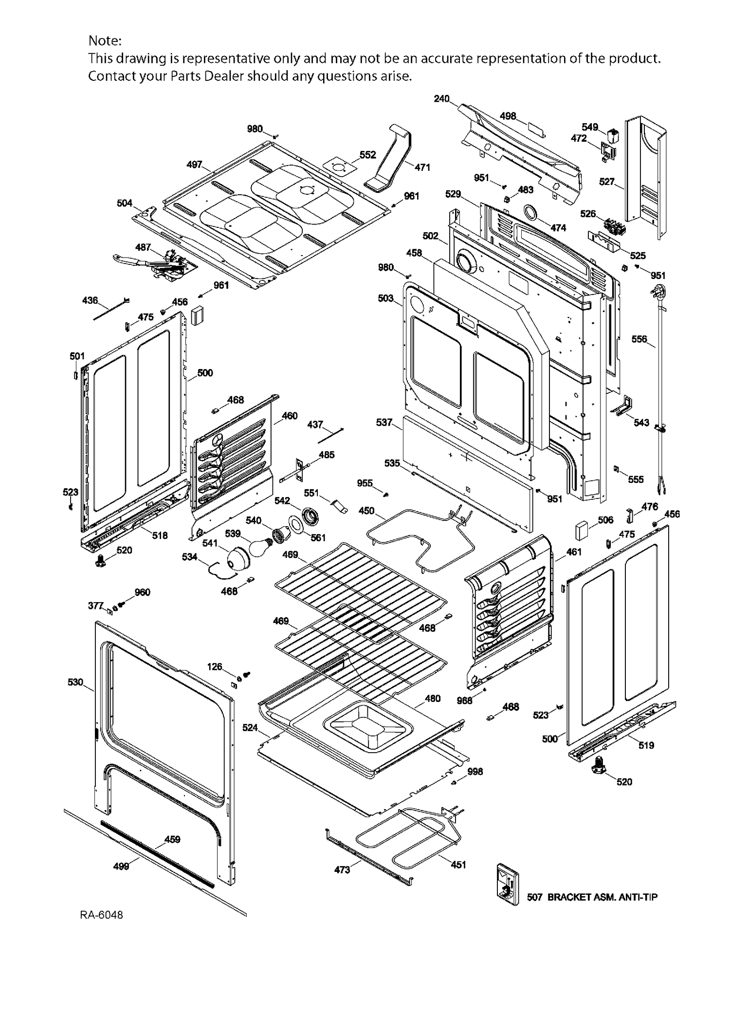 BODY PARTS Diagram and Parts List for JCB630SJ1SS  General Electric Range