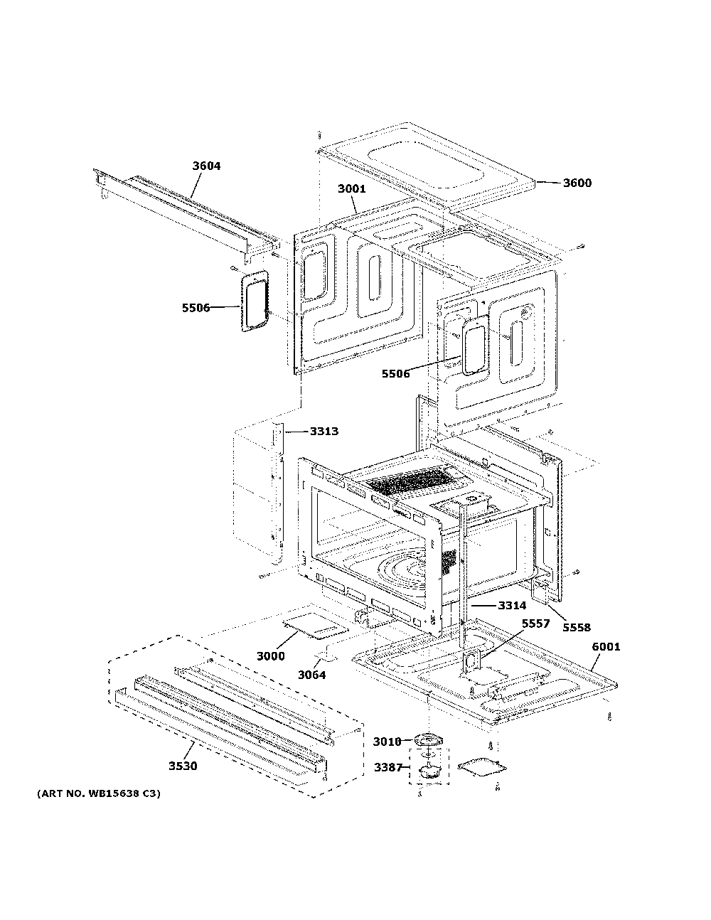 Oven cavity parts Diagram and Parts List for ZSB9121N2SS  General Electric Microwave
