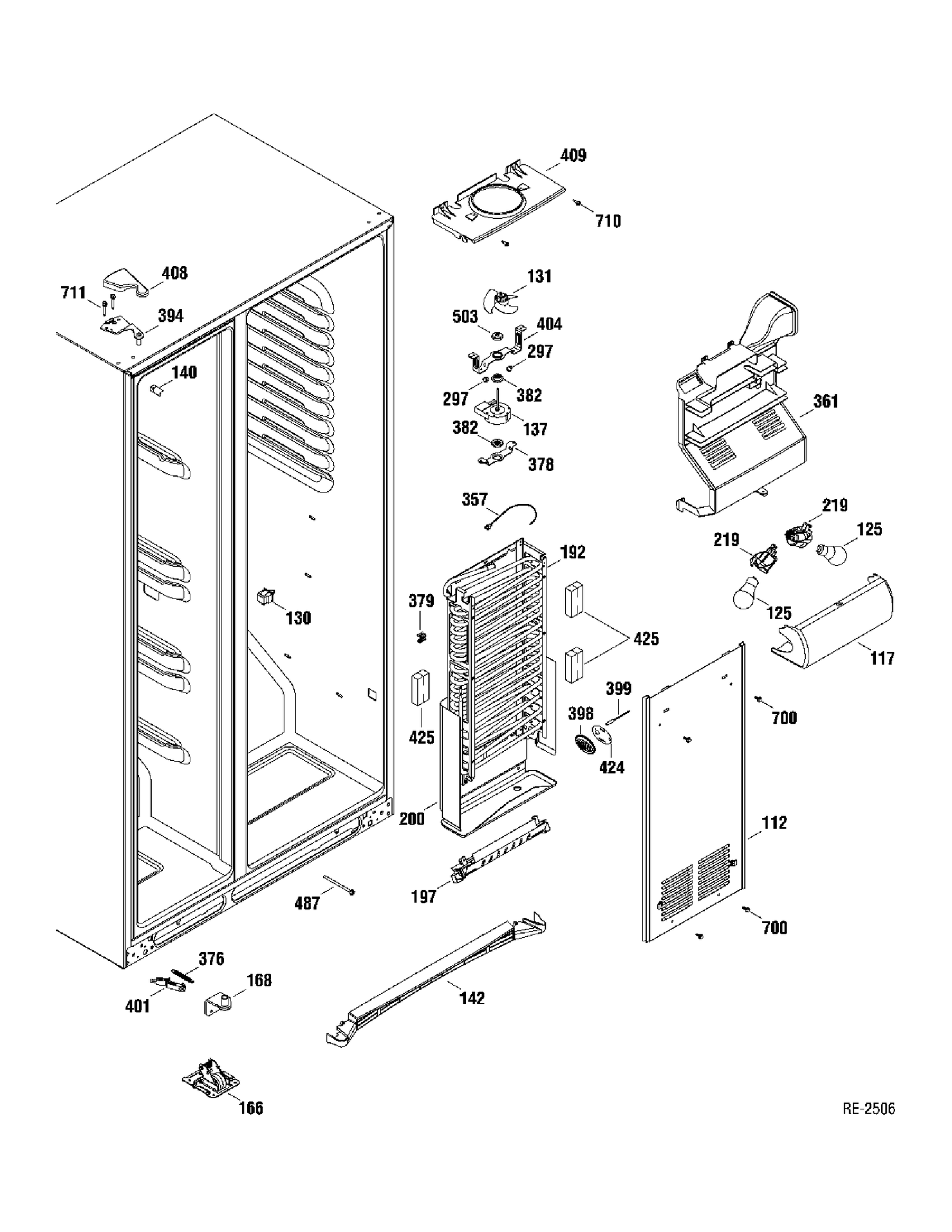 FZ SECTION Diagram and Parts List for GSR25VGTABB  General Electric Refrigerator