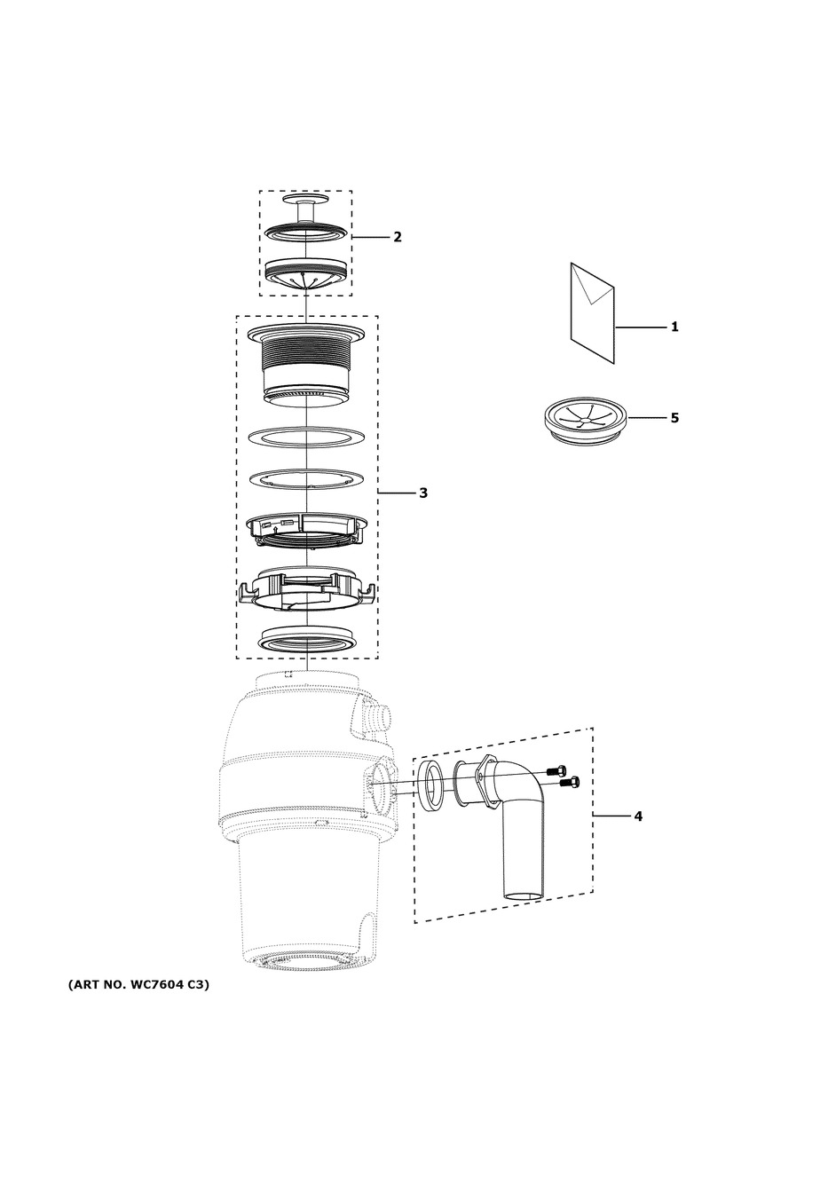 Disposer Diagram and Parts List for GFC530N  General Electric Food Waste Disposer