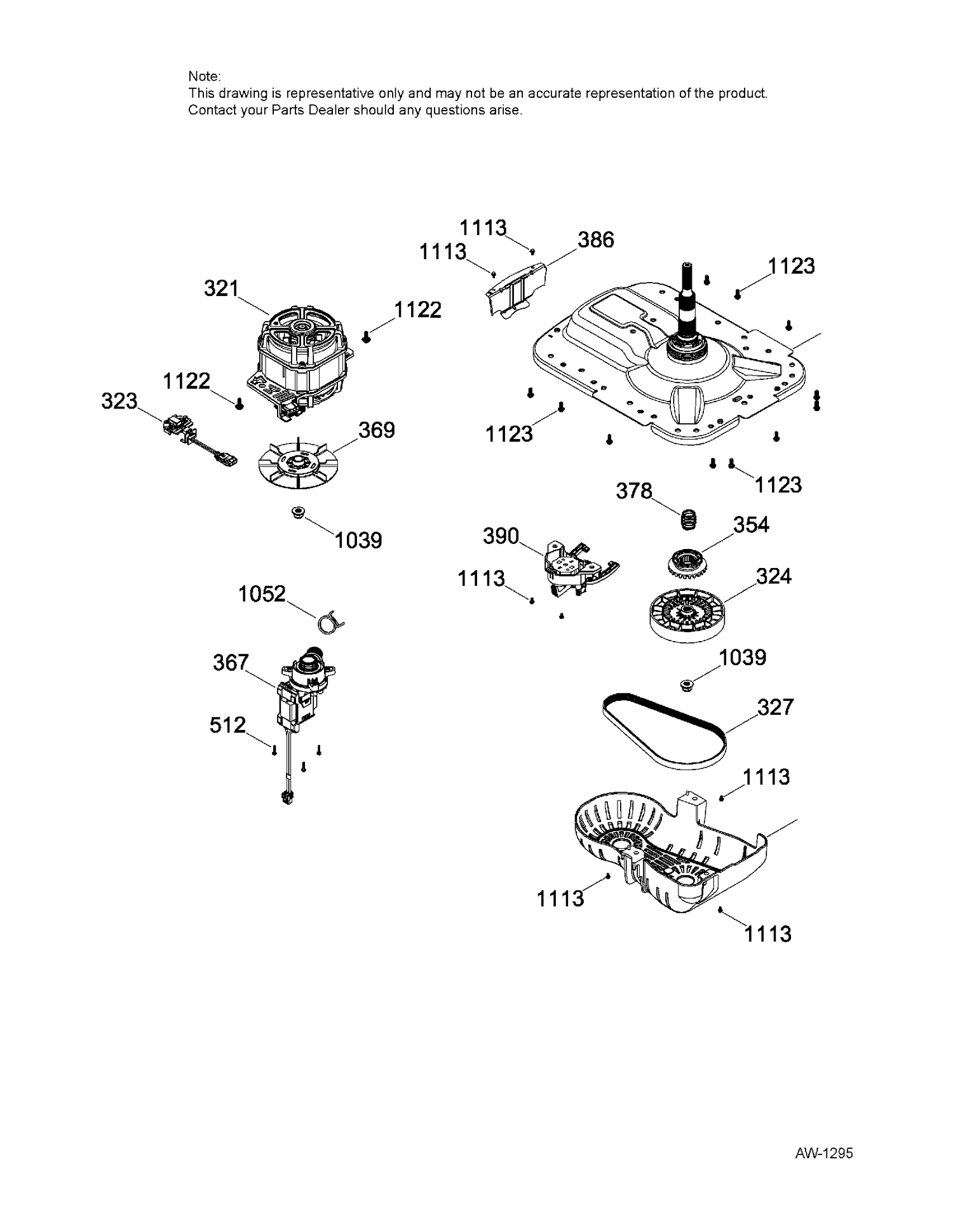 PUMP & DRIVE COMPONENTS Diagram and Parts List for GTW460BMK1WW  General Electric Washer