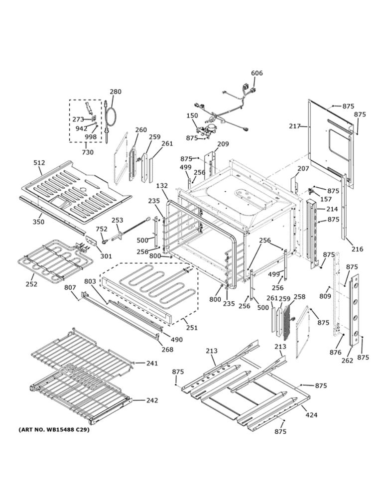 Body Parts Diagram and Parts List for ZTSX1DSSN1SS  General Electric Wall Oven