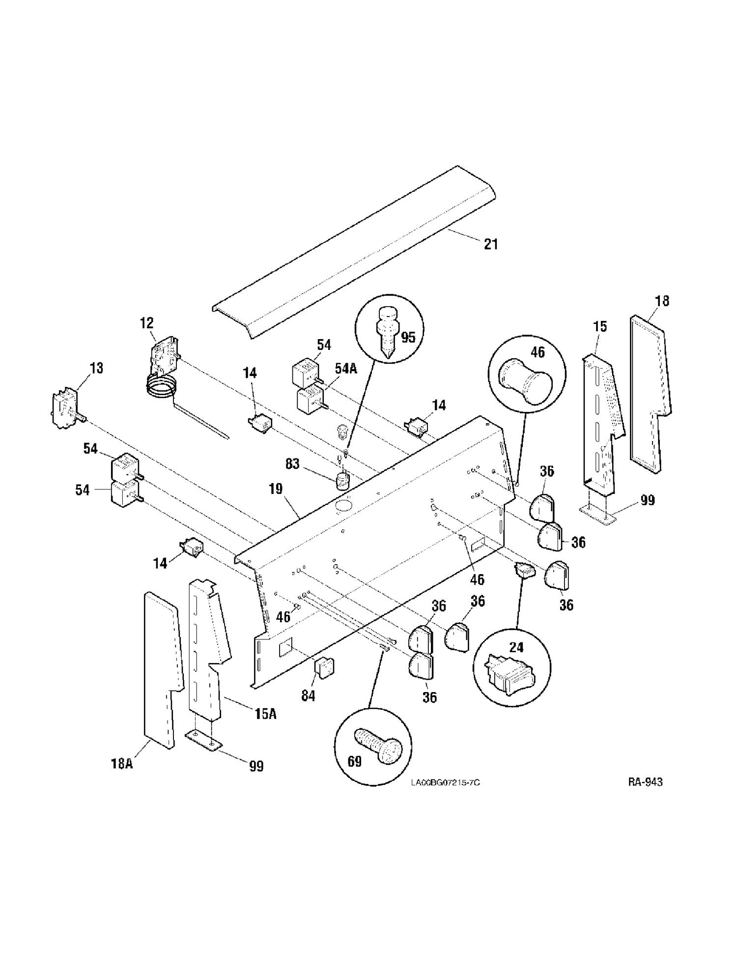BACKGUARD Diagram and Parts List for GRMF2050TM-3  General Electric Range