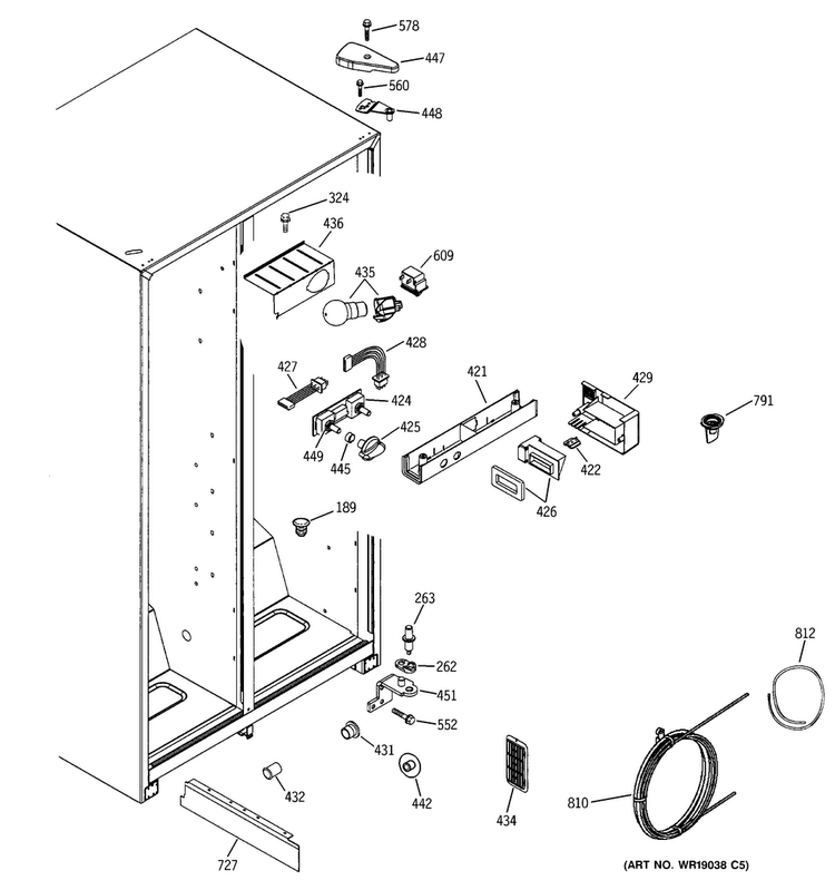 Fresh Food Section Diagram and Parts List for HSS22BDMCWH  Hotpoint Refrigerator