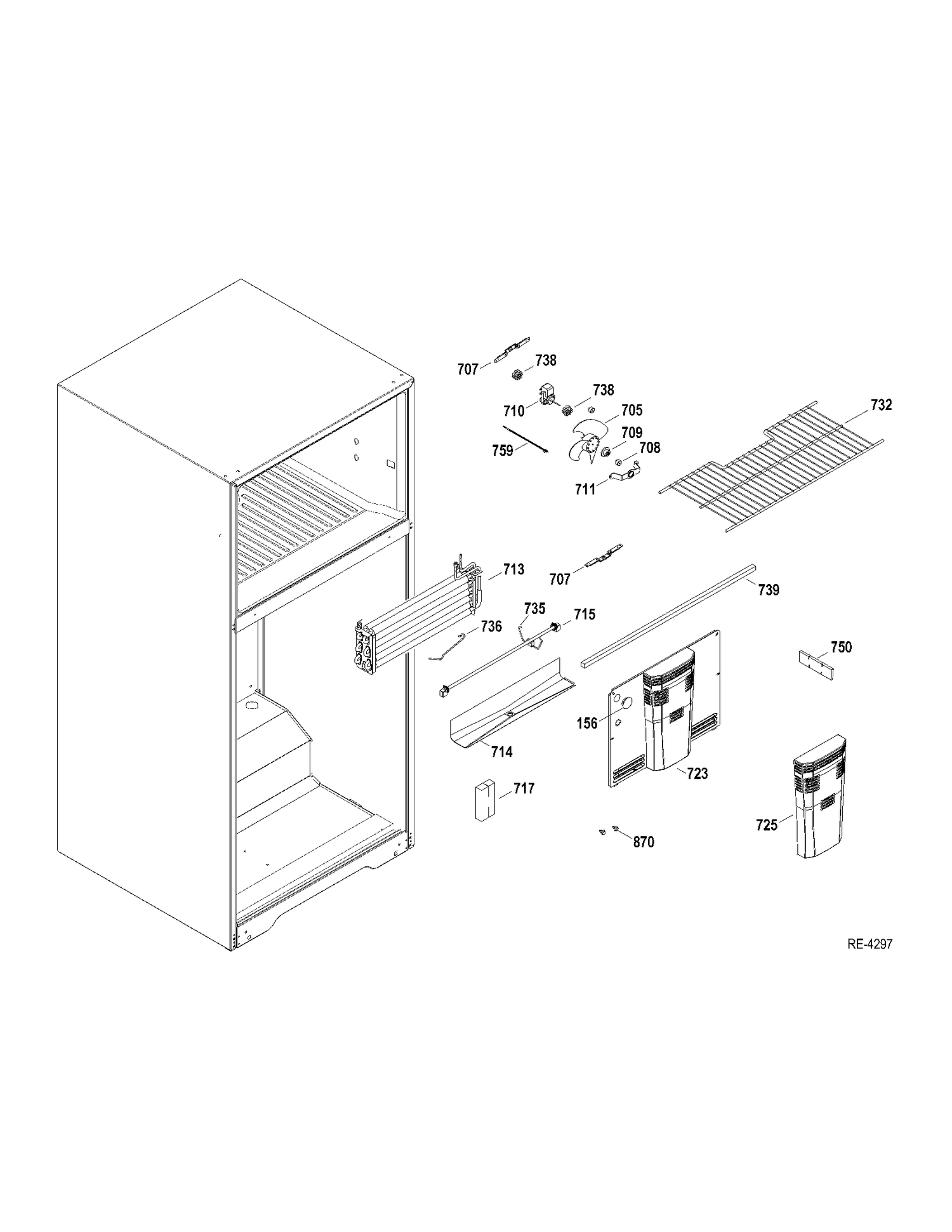 FZ SECTION Diagram and Parts List for GTRC0GAZARWW  General Electric Refrigerator