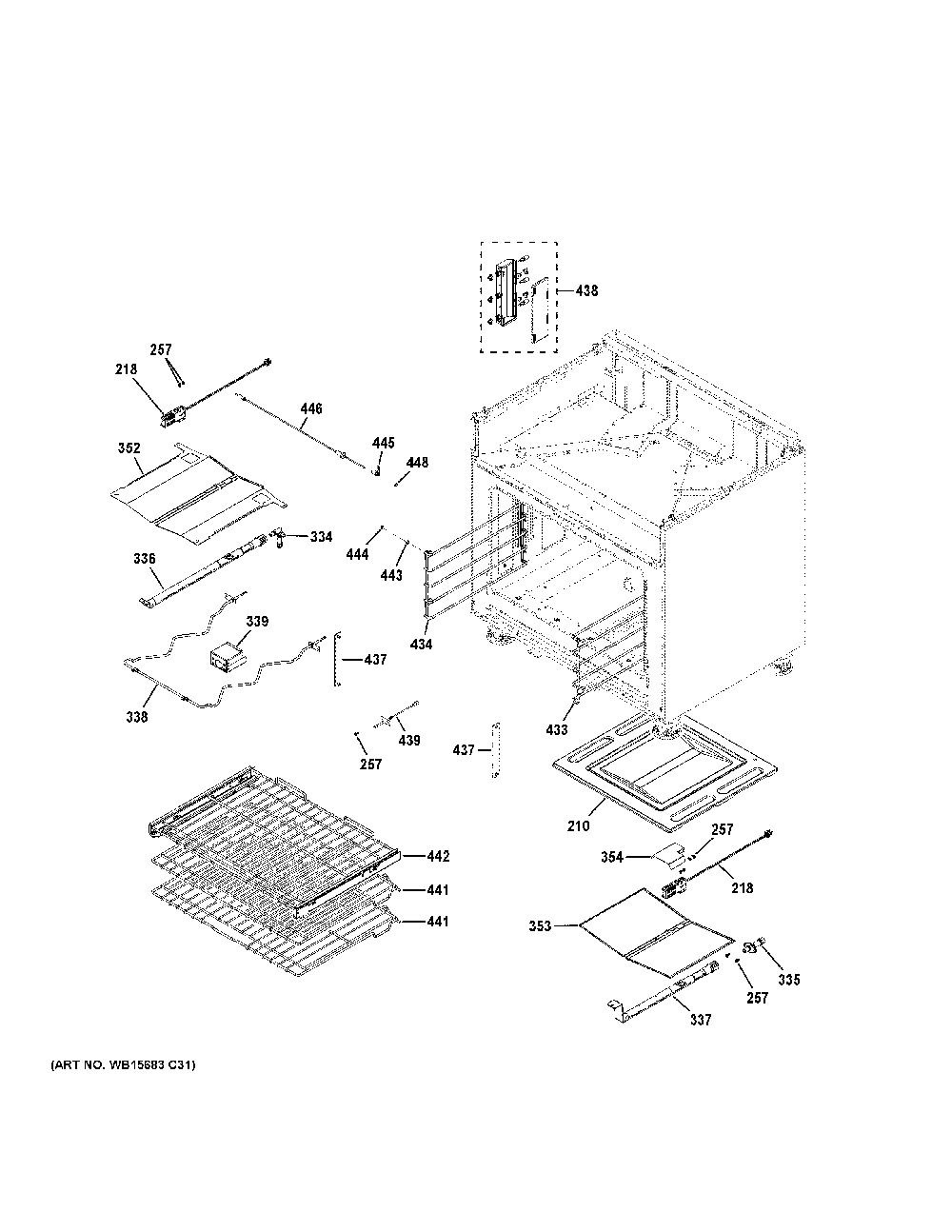 Oven Cavity Parts Diagram and Parts List for CGY366P2T1S1  General Electric Range