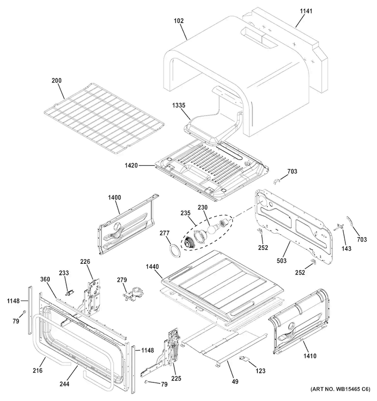Upper Oven Diagram and Parts List for JGB860SEJ4SS  General Electric Range