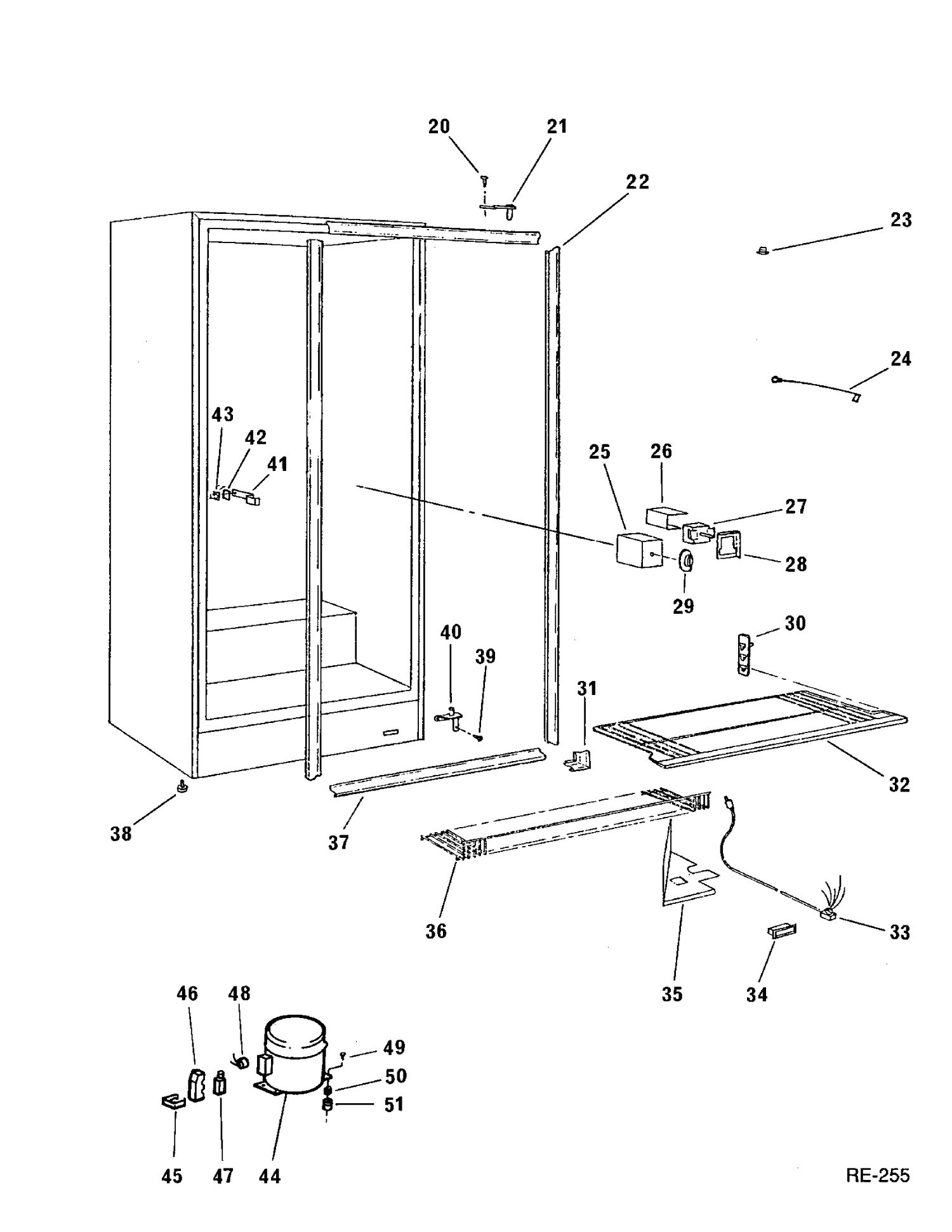 VERTICAL FREEZER Diagram and Parts List for 831401  General Electric Freezer