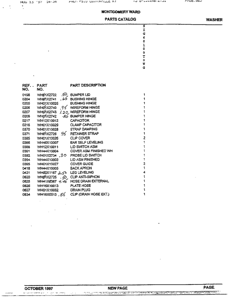 Cabinet Page 2 Diagram and Parts List for SIG60100T0WG  General Electric Washer