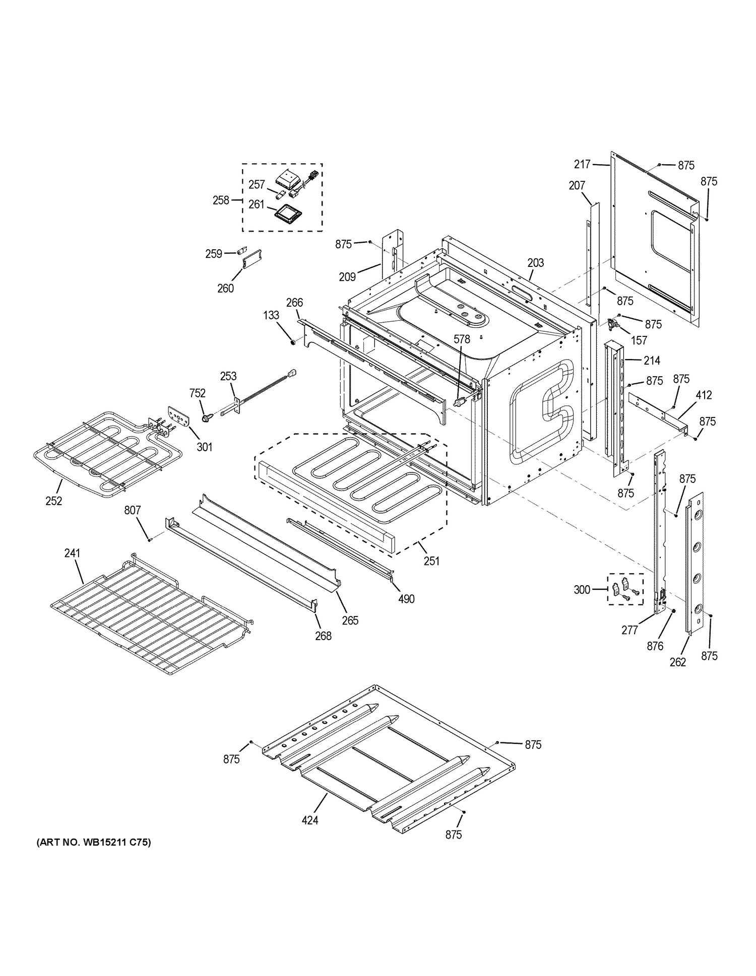 BODY PARTS Diagram and Parts List for JCK5000DF5BB  General Electric Range