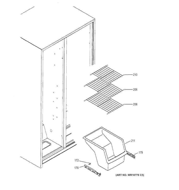 Freezer Shelves Diagram and Parts List for GSS20ESHDSS  General Electric Refrigerator