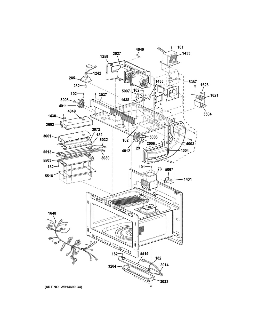 Insulator Parts Diagram and Parts List for CSB9120SJ4SS  General Electric Microwave Oven Combo