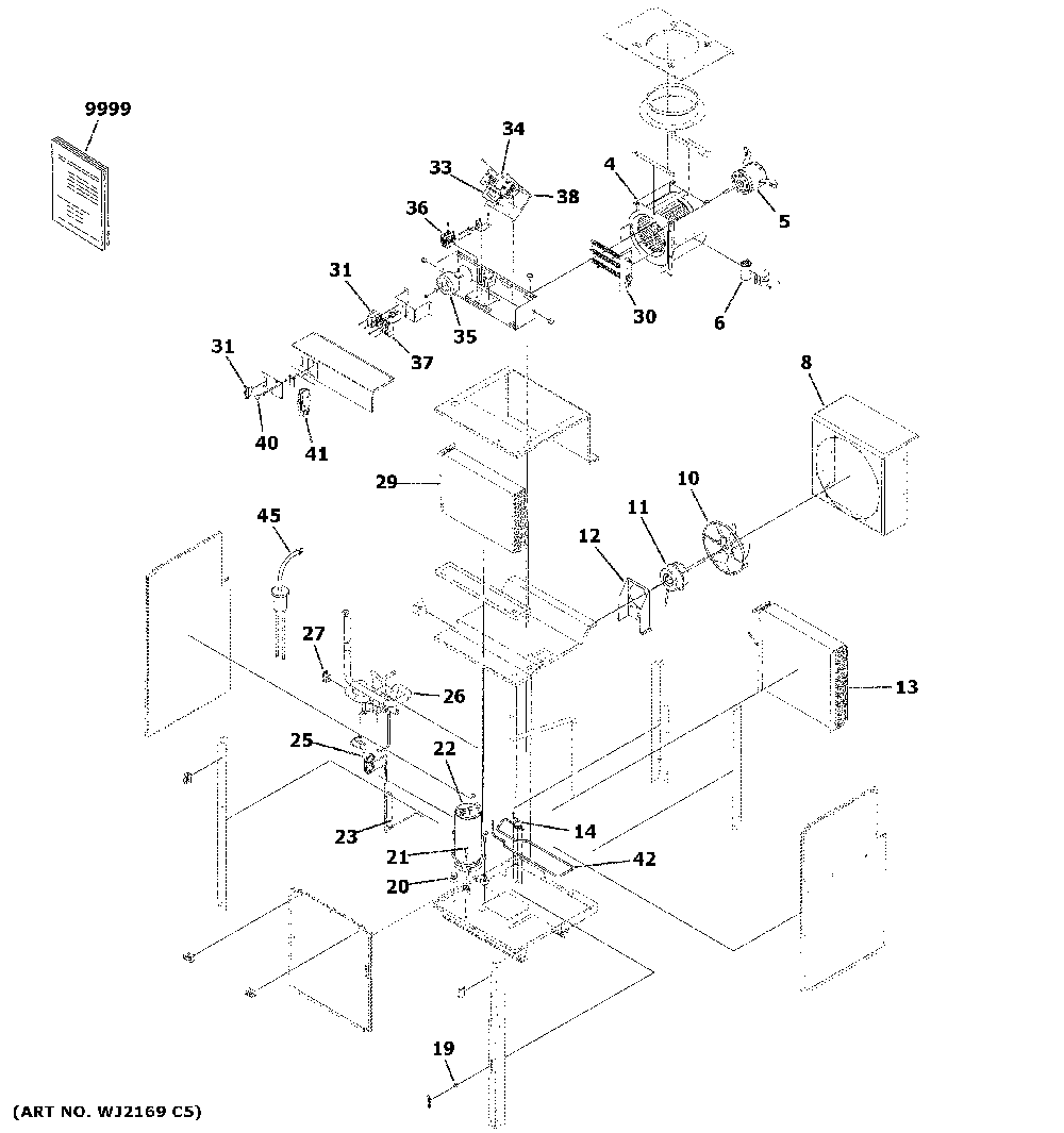 Vertical Zoneline Diagram and Parts List for AZ91H18E5EW2  General Electric Air Conditioner