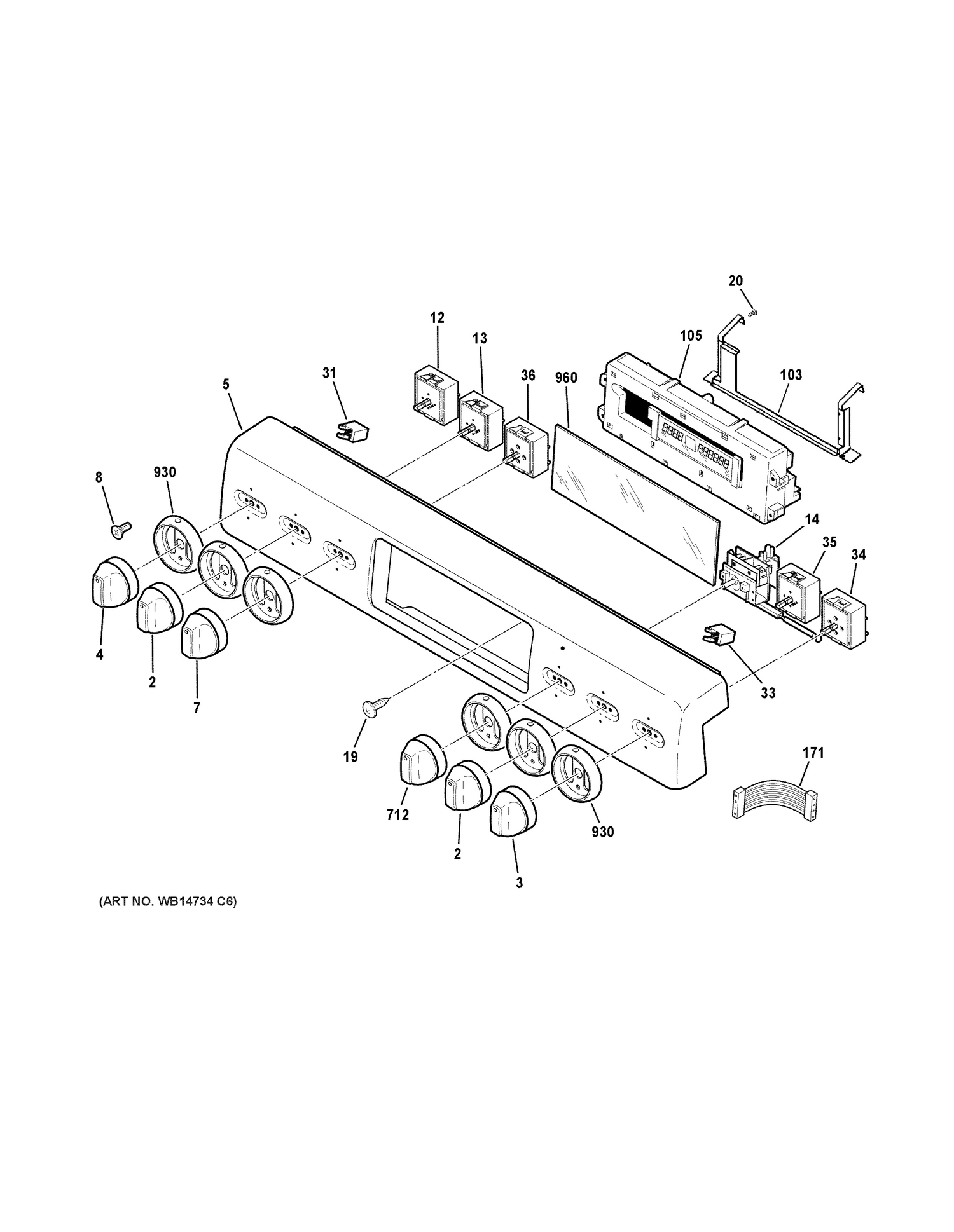 CONTROL PANEL Diagram and Parts List for CS980ST7SS  General Electric Range