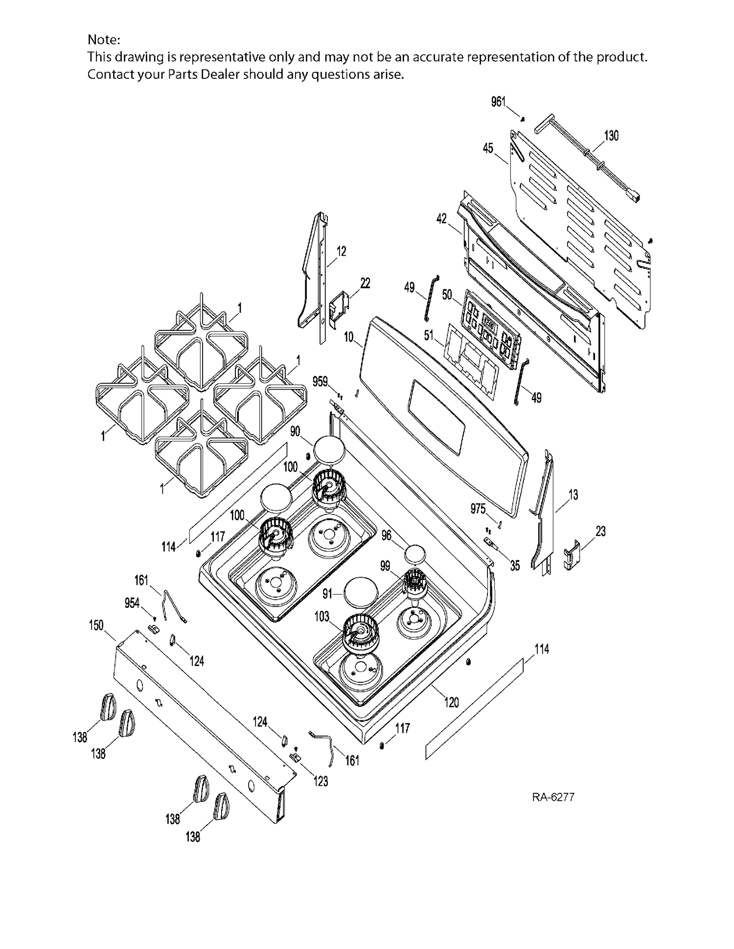 CONTROL PANEL & COOKTOP Diagram and Parts List for JCGBS60DEK1BB  General Electric Range