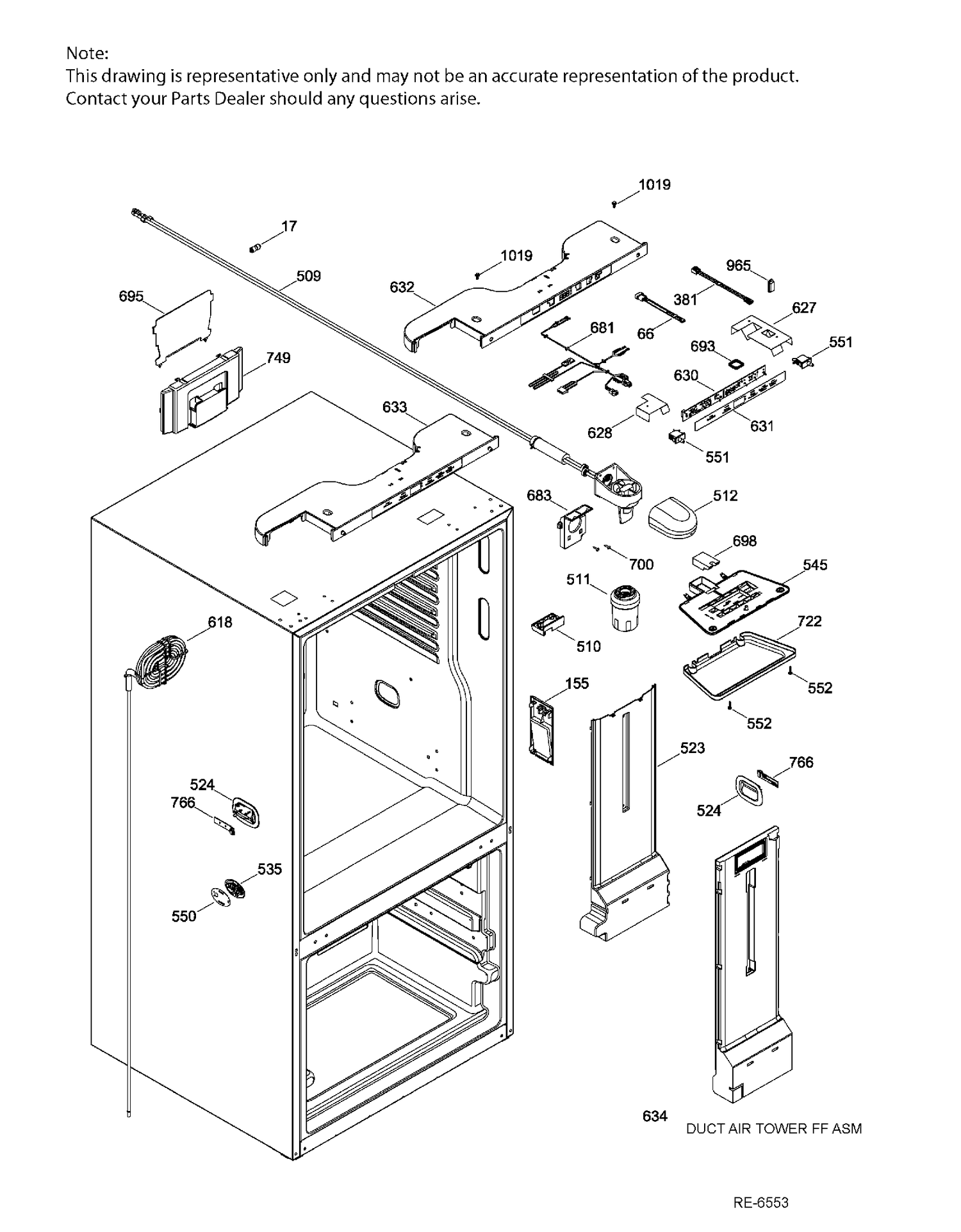 FUNCTIONAL PARTS FF Diagram and Parts List for PNE21KMKAKES  General Electric Refrigerator