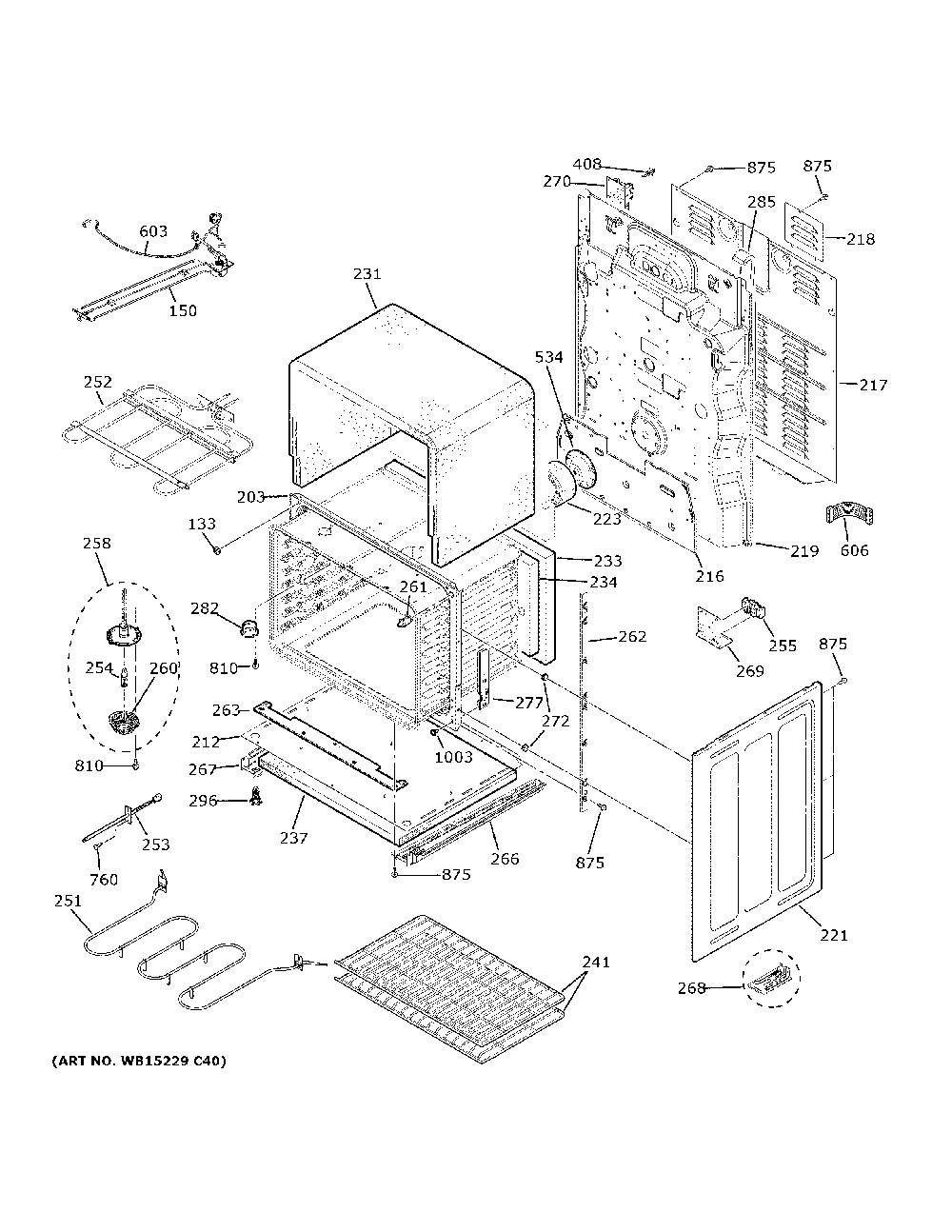 Lower oven Diagram and Parts List for JB860SJASS  General Electric Range