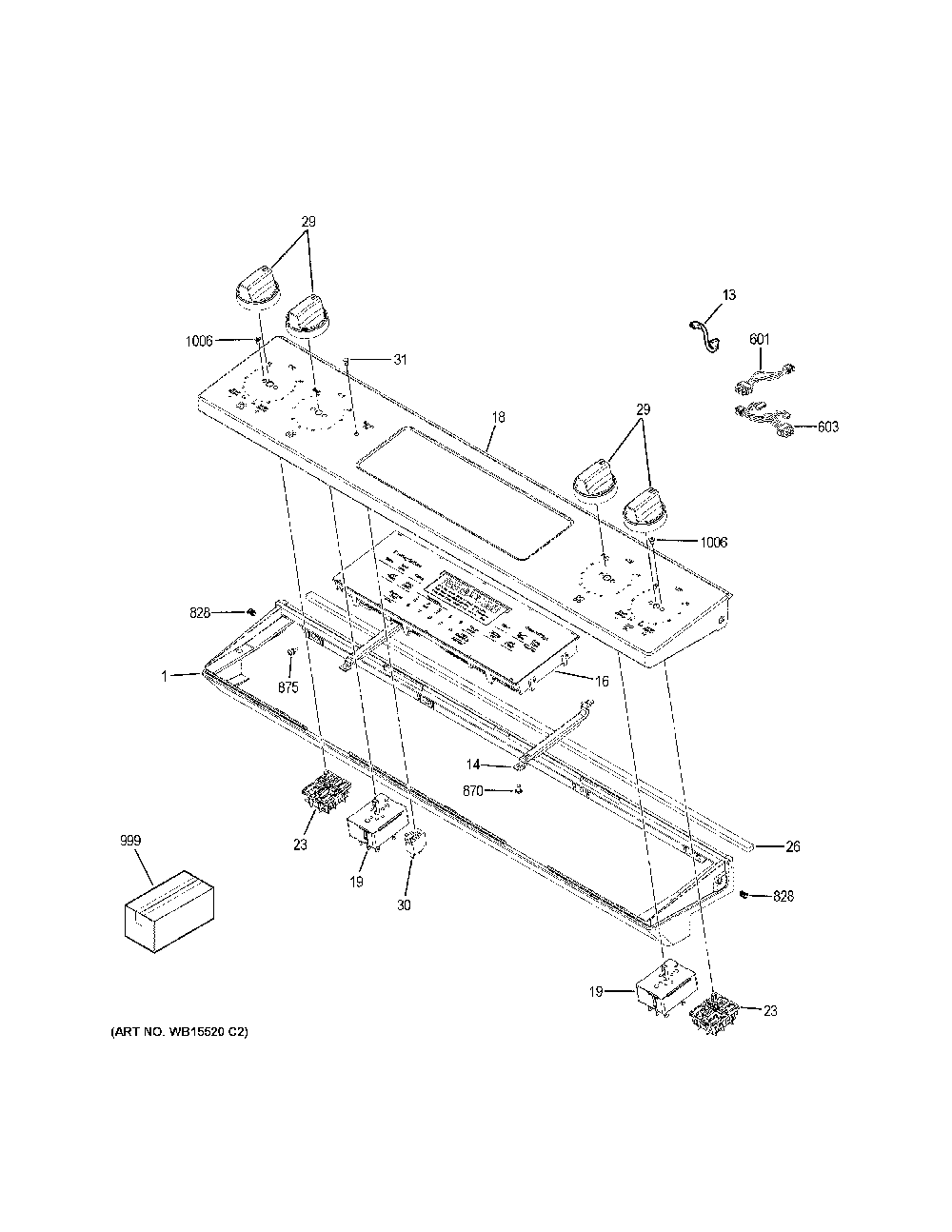 Control panel Diagram and Parts List for JS760SL5SS  General Electric Range