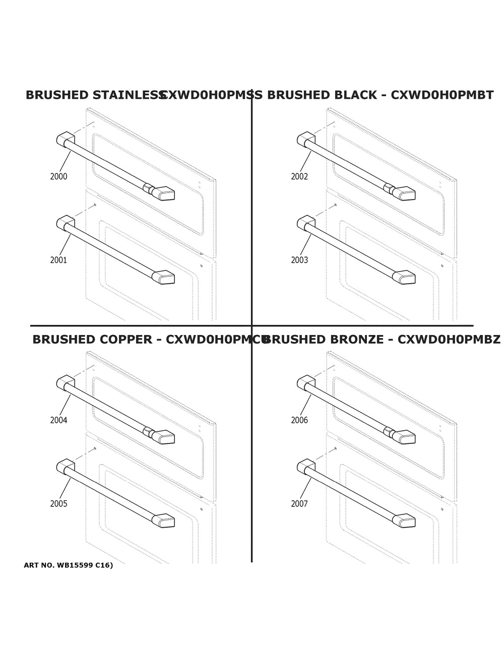 Cafe Customization Diagram and Parts List for CTD90DP3N1D1  General Electric Range