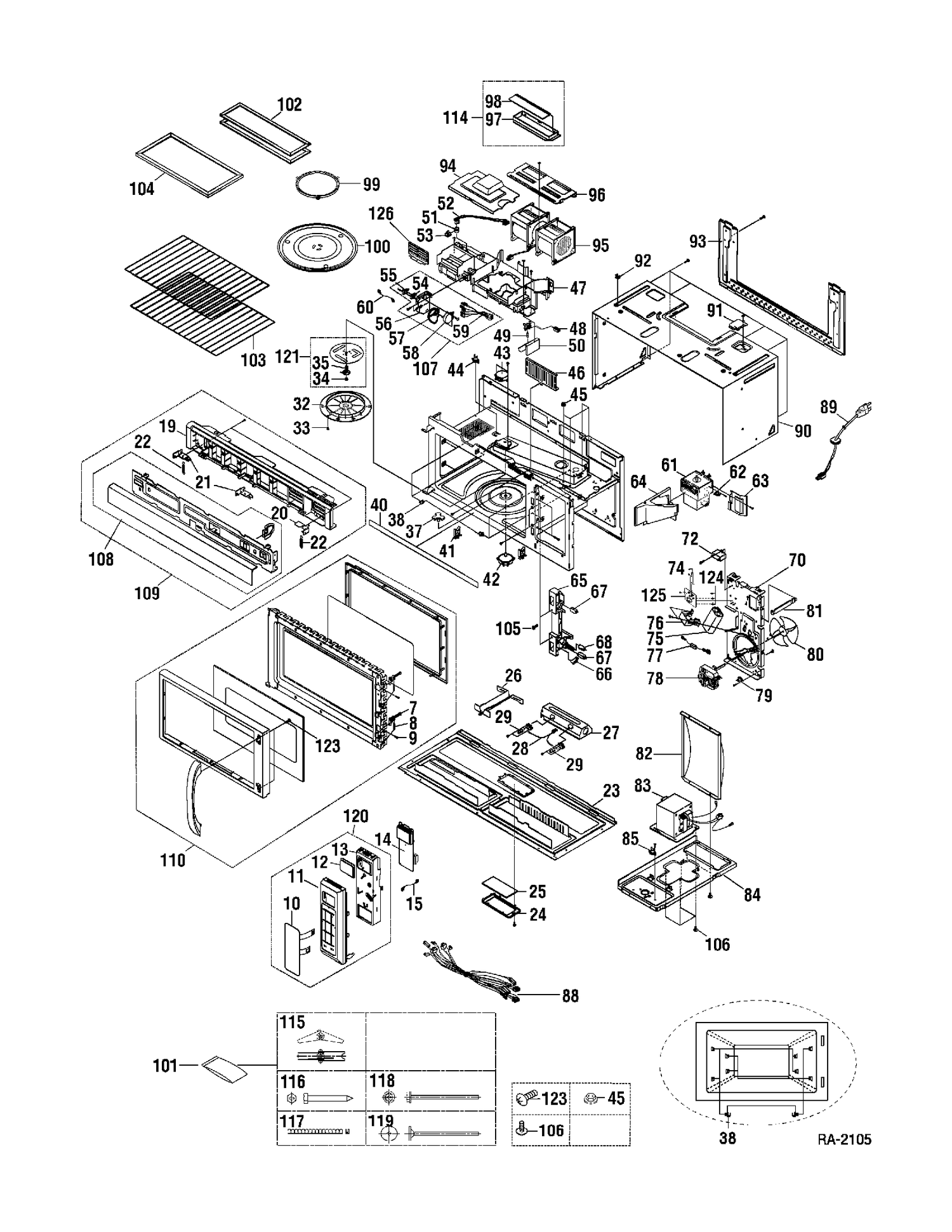 MICROWAVE OVEN Diagram and Parts List for JVM1870WFC03  General Electric Microwave