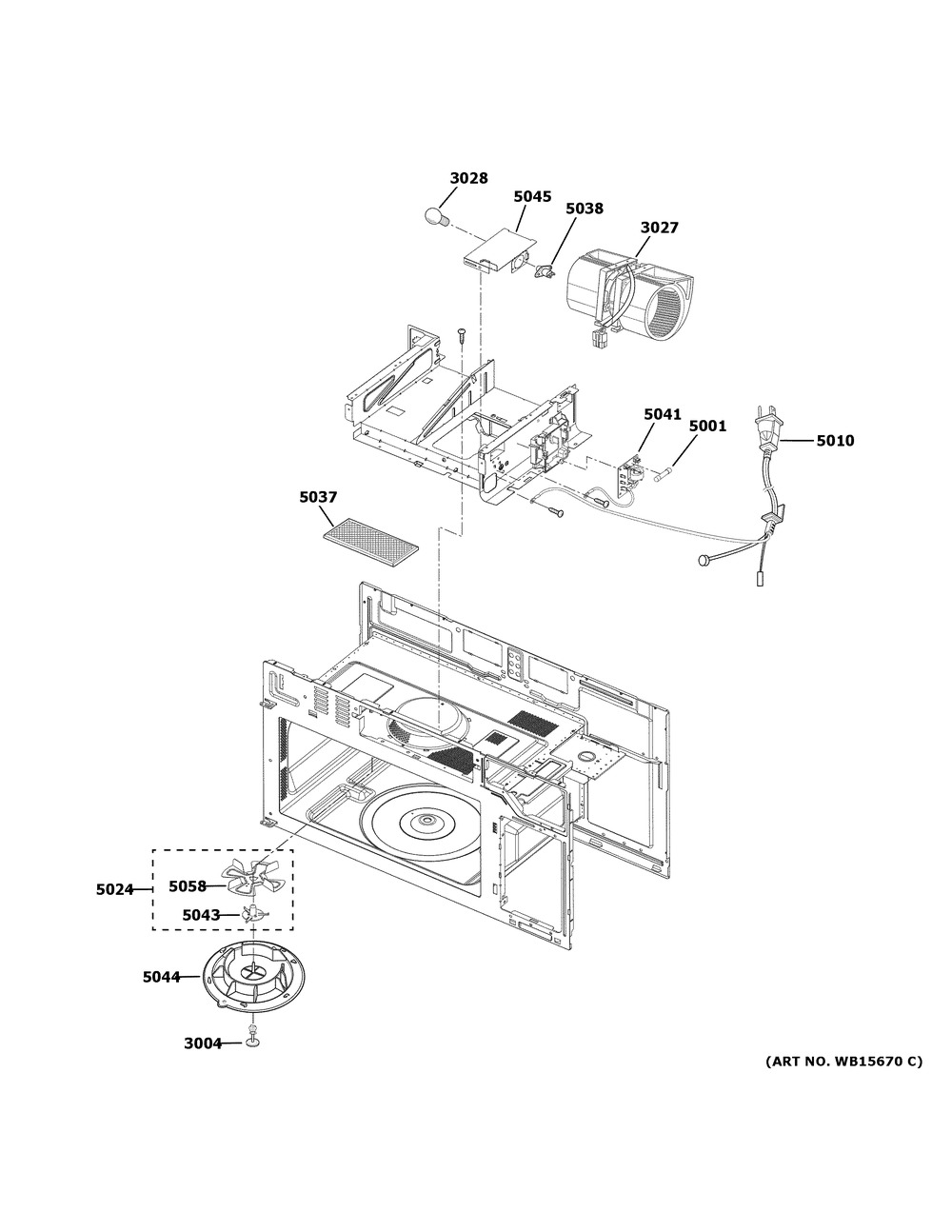 Interior Parts (2) Diagram and Parts List for JNM3184DP9BB  General Electric Microwave