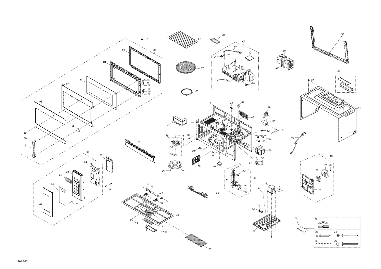 MICROWAVE Diagram and Parts List for JVM6175WVC01  General Electric Microwave