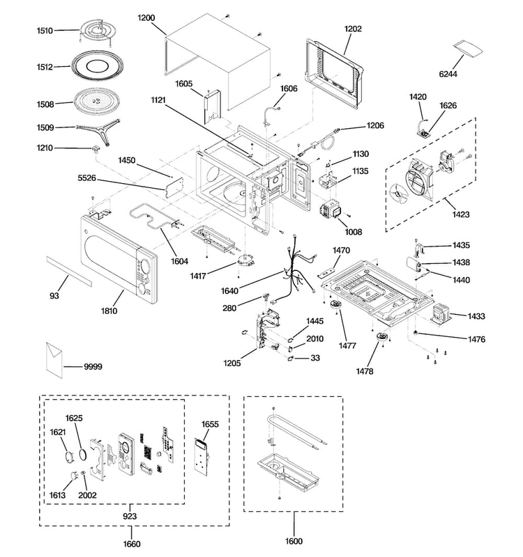 Microwave Diagram and Parts List for JES1288SH01  General Electric Microwave