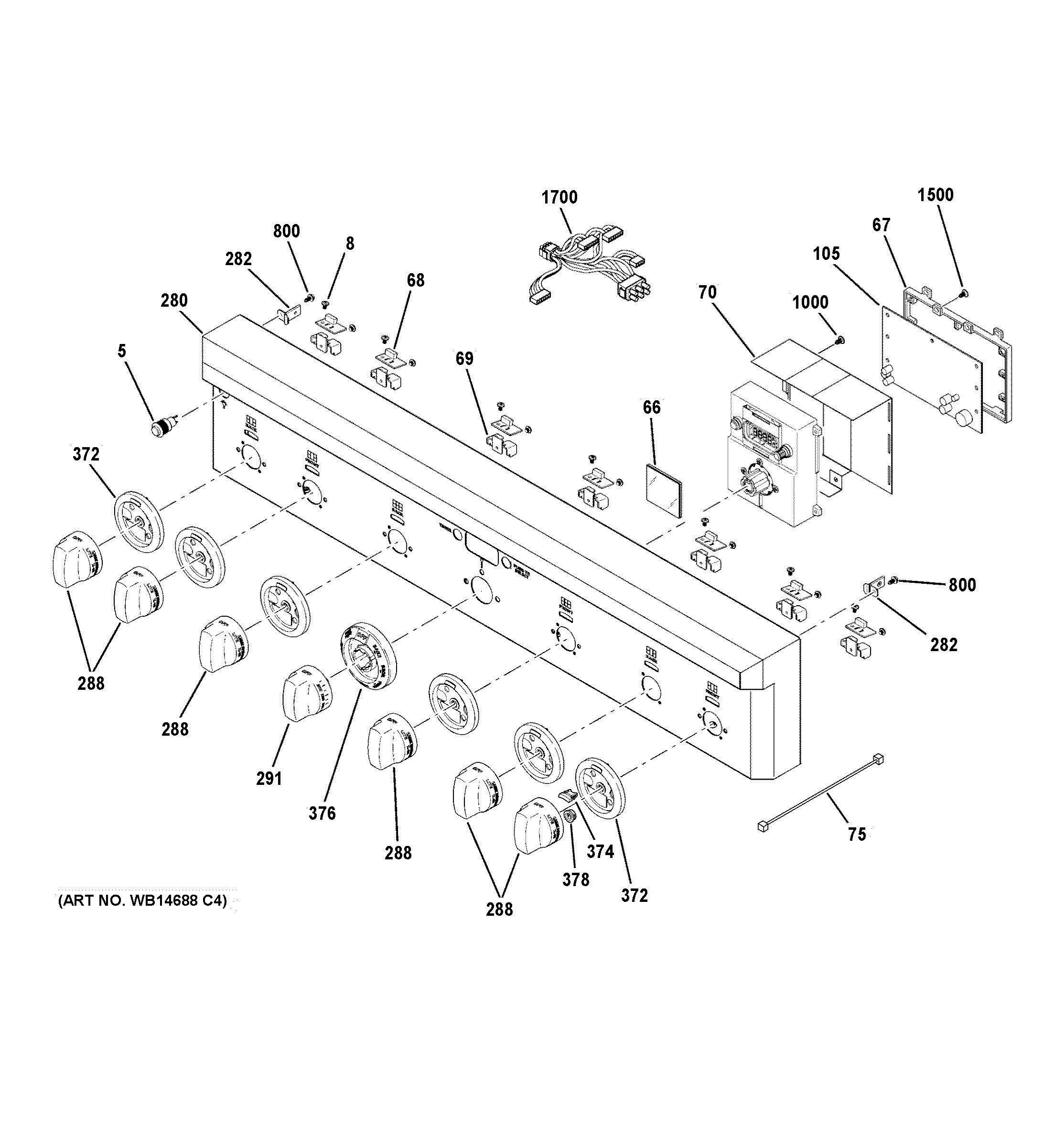CONTROL PANEL Diagram and Parts List for ZDP366NP7SS  General Electric Range