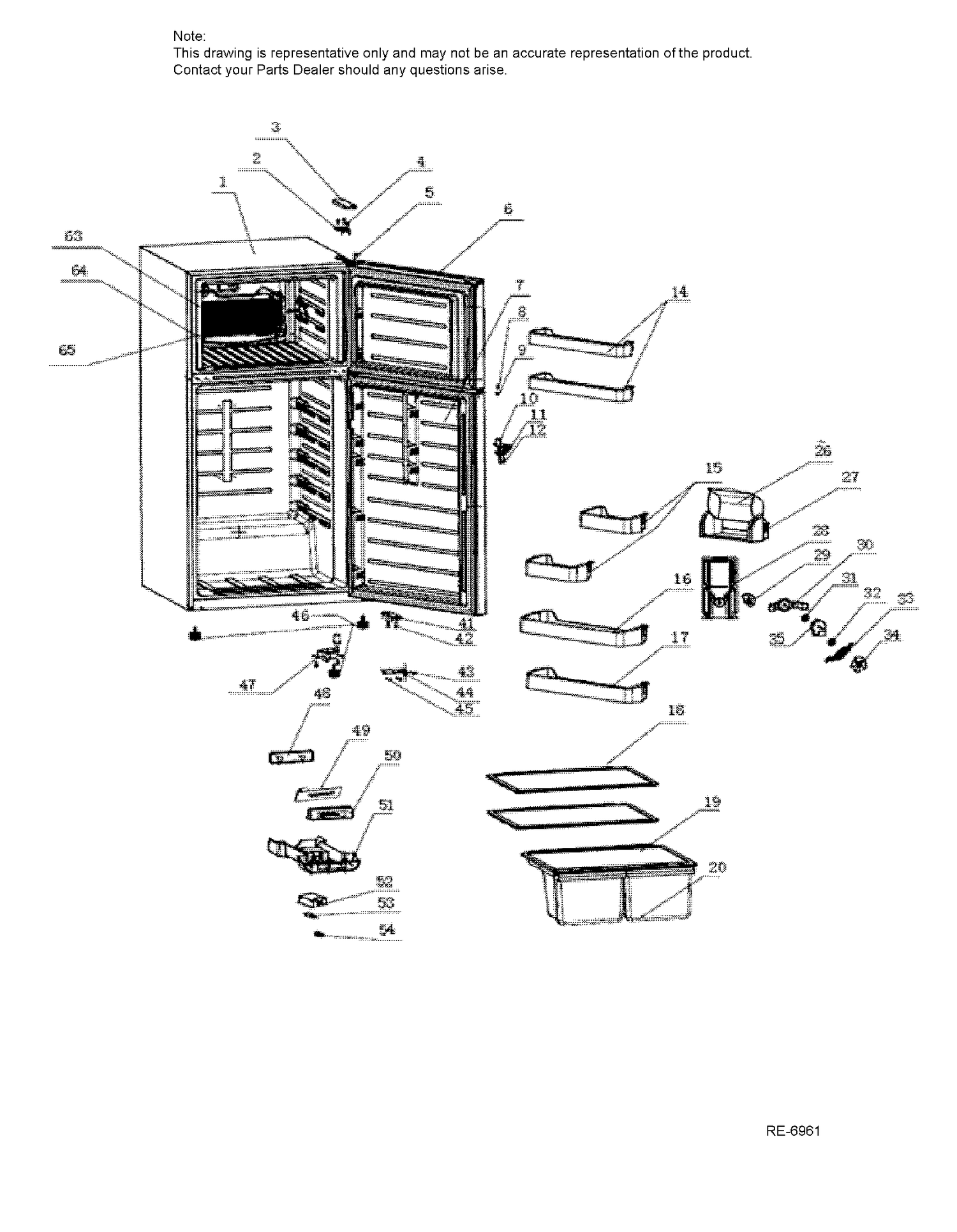 CABINET & DOORS Diagram and Parts List for MTE18HTKABB  General Electric Refrigerator