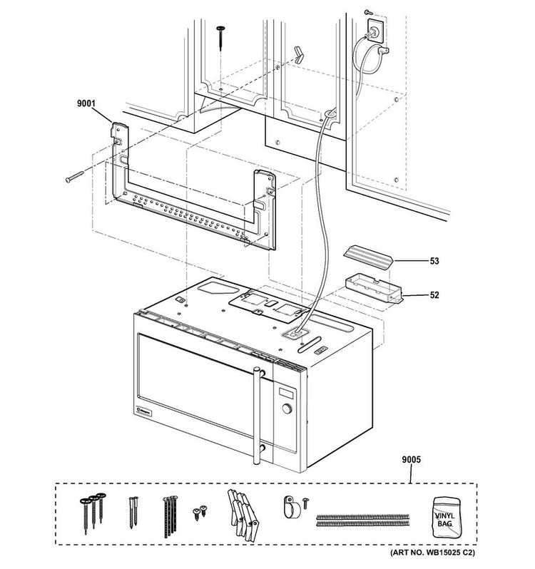 Installation Parts Diagram and Parts List for ZSA1202J2SS  General Electric Microwave