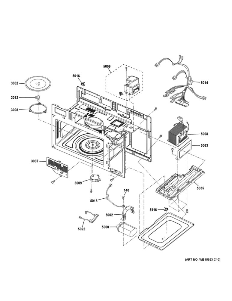 Interior Parts 1 Diagram and Parts List for JVM6175DK5WW  General Electric Microwave