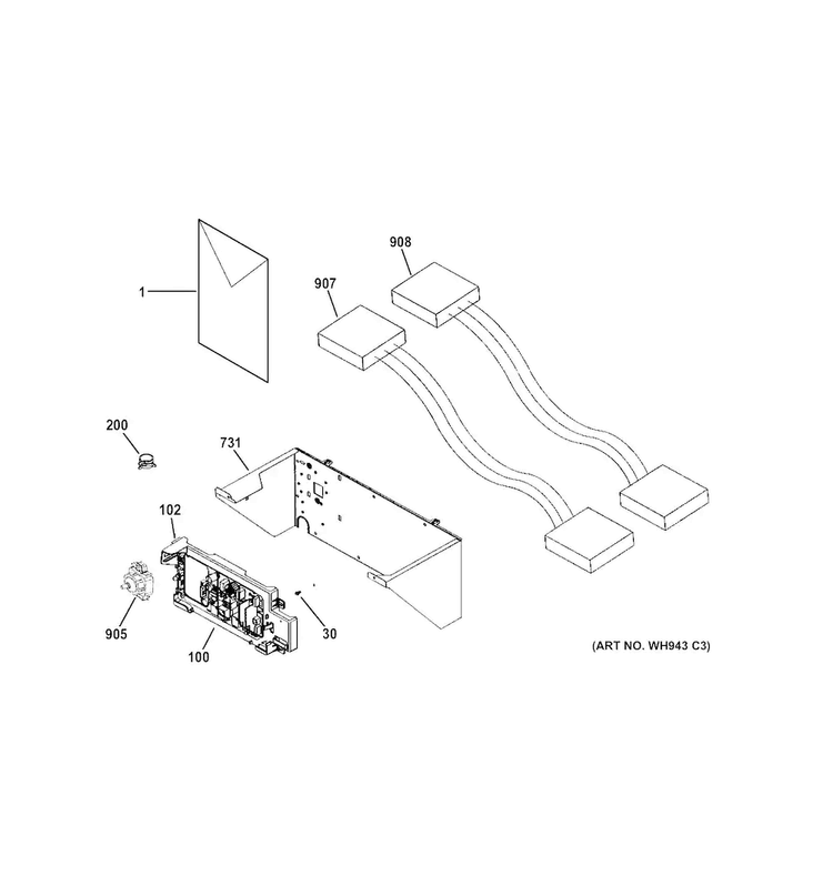 Controls Diagram and Parts List for GTUP240GM4WW  General Electric Washer Dryer Combo