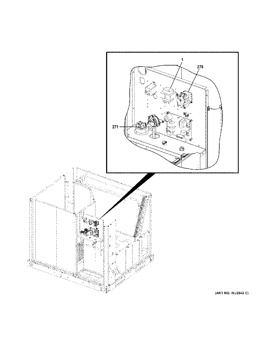 Control Parts Diagram and Parts List for NP14A48S02  General Electric Air Conditioner