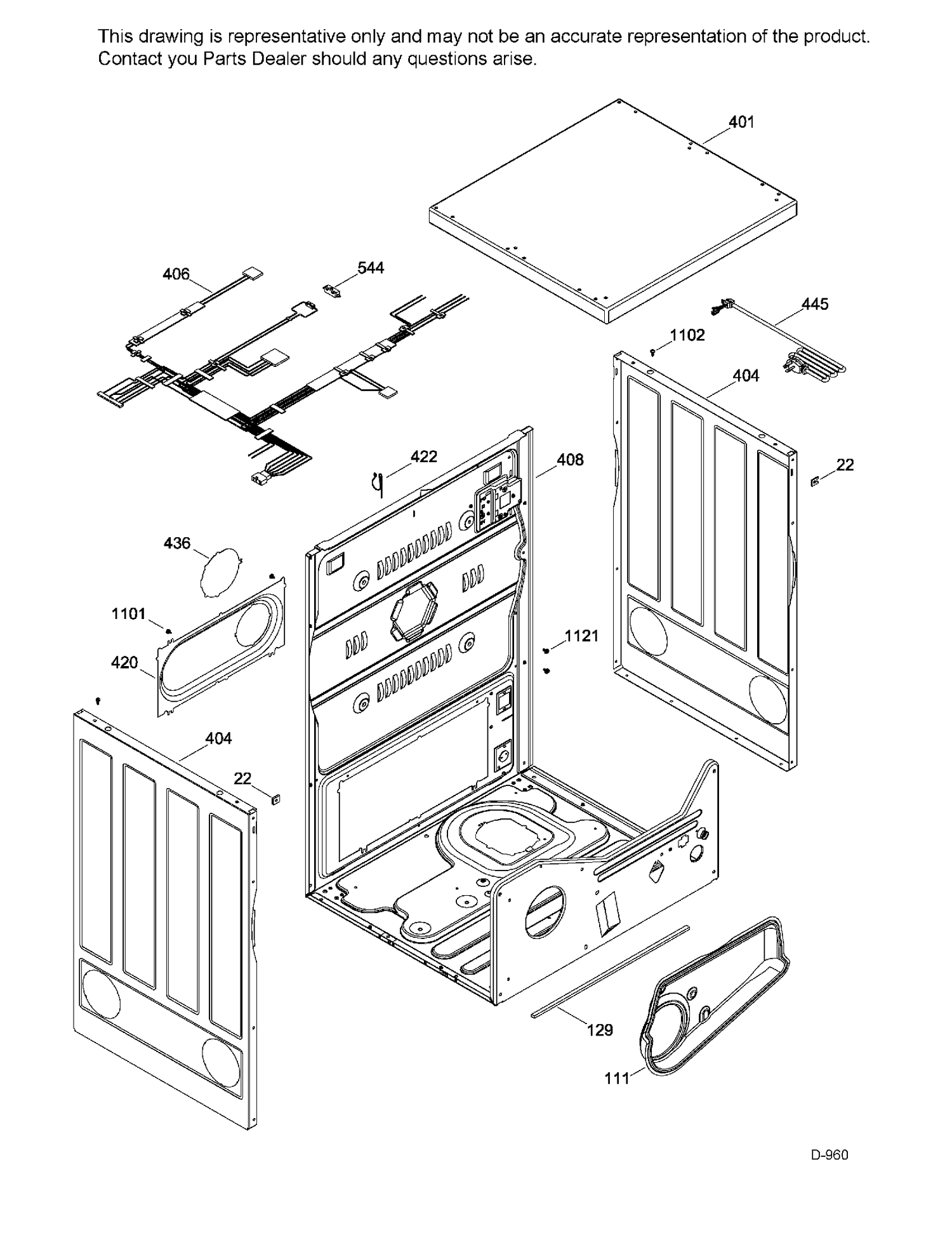 CABINET Diagram and Parts List for PCKS443EB4WW  General Electric Dryer