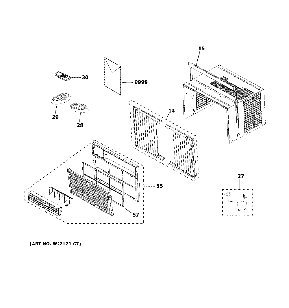 Room Air Conditioner Diagram and Parts List for AEG12AZEL1  General Electric Air Conditioner