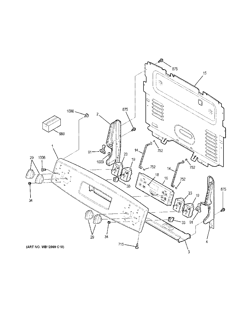 Control panel Diagram and Parts List for XB258DM2WW  General Electric Range