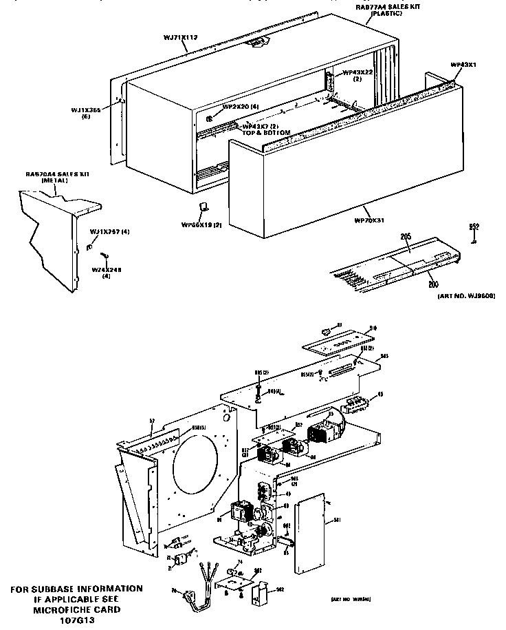 Cabinet Parts Diagram and Parts List for A2B578EPFS1S  General Electric Range Hood