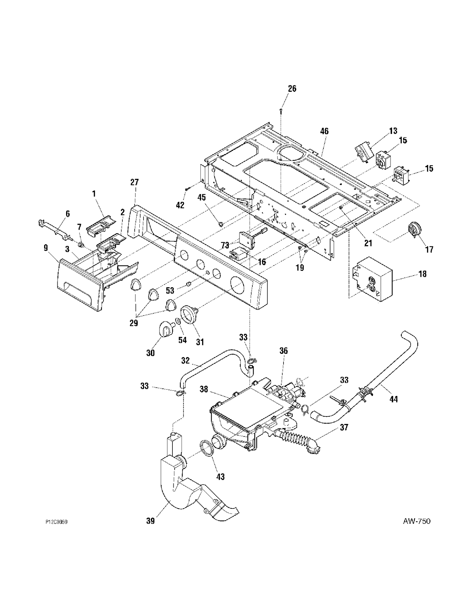 CONTROLS Diagram and Parts List for WCXH214H1WW  General Electric Washer