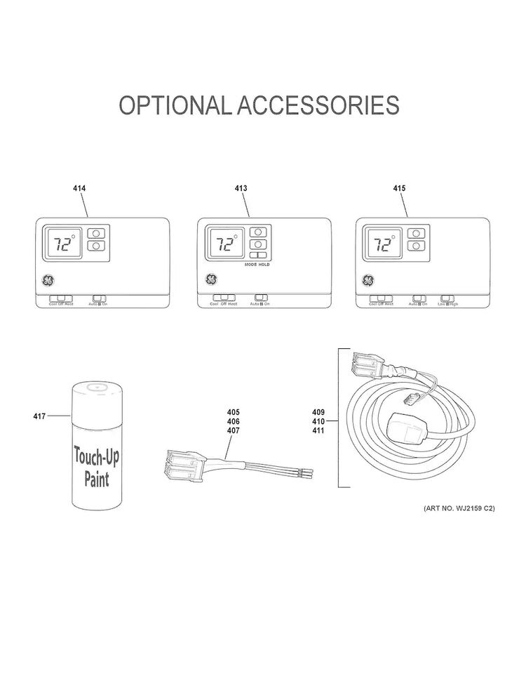 Optional Accessories Diagram and Parts List for AZ45E12EACW2  General Electric Air Conditioner