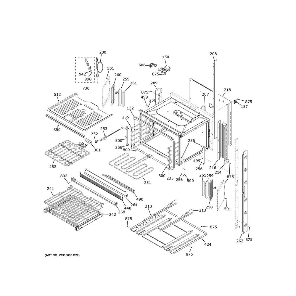 Lower Oven Diagram and Parts List for ZTDX1FPSN4SS  General Electric Wall Oven