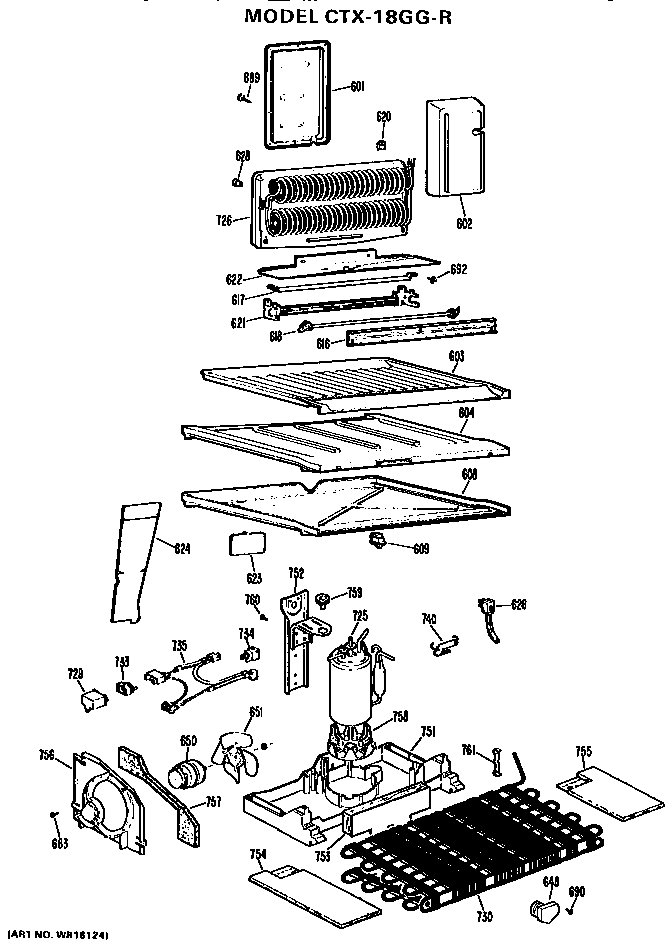 Unit Parts Diagram and Parts List for CTX18GGR  Hotpoint Refrigerator