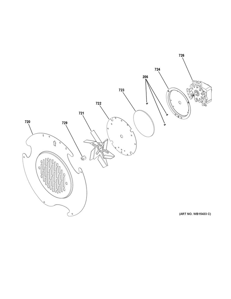 Convection Fan Diagram and Parts List for JGB860SEJ5SS  General Electric Range