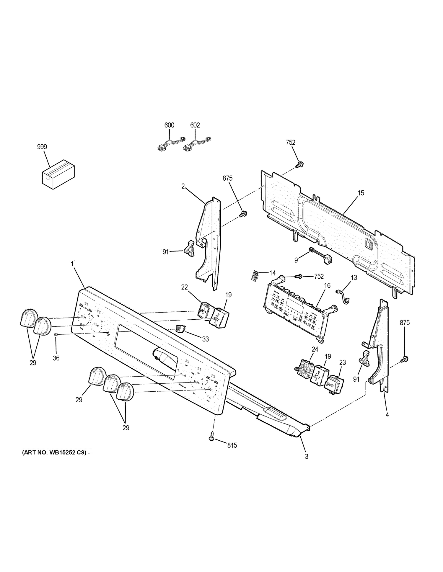 CONTROL PANEL Diagram and Parts List for PB930SJ4SS  General Electric Range