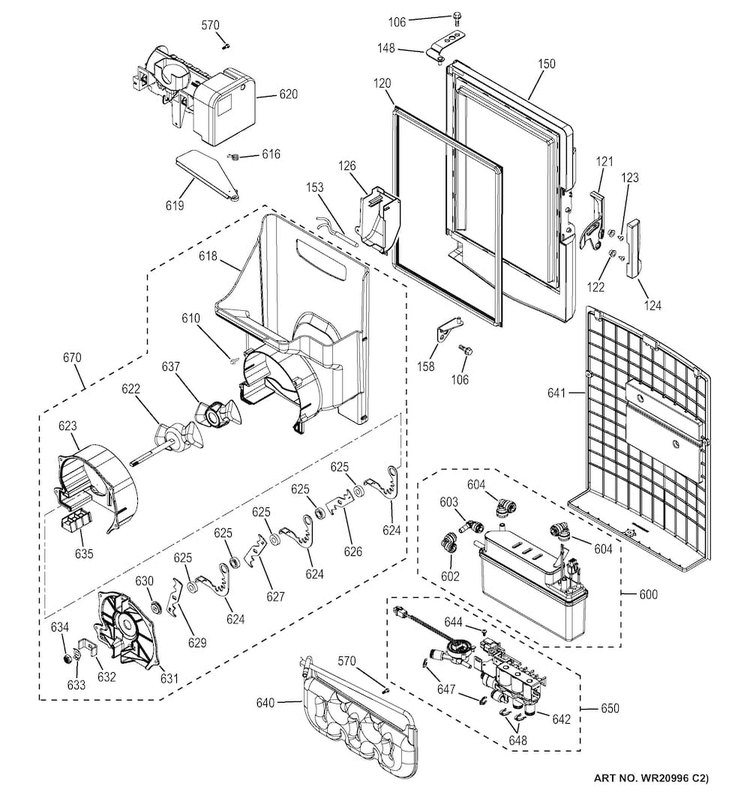 Ice Maker & Dispenser Diagram and Parts List for CFE28TSHDSS  General Electric Refrigerator