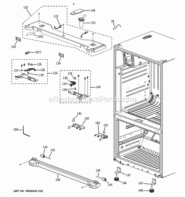 Case Parts Diagram and Parts List for GFSS6KKYESS  General Electric Refrigerator